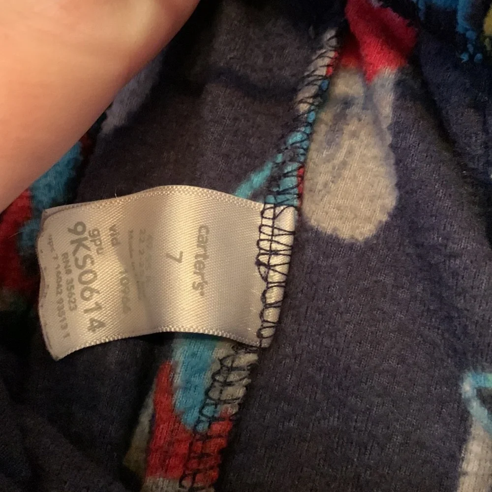 Carter’s size 7 boy’s blue red gray race car print pajama lounge pants VGUC